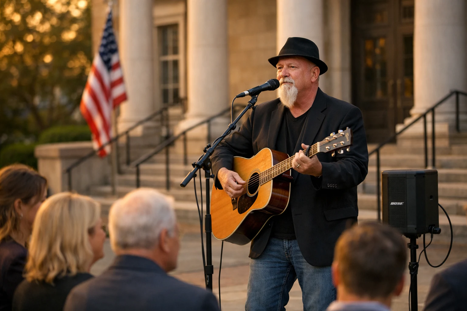 Phillip Rogers performing the national anthem at a patriotic event