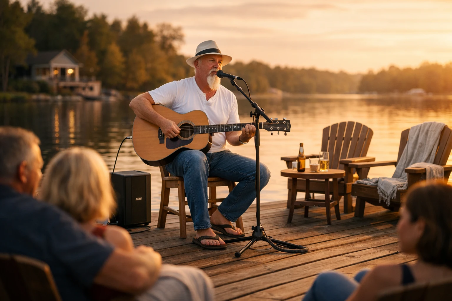 Phillip Rogers performing live vacation rental entertainment in a cabin setting