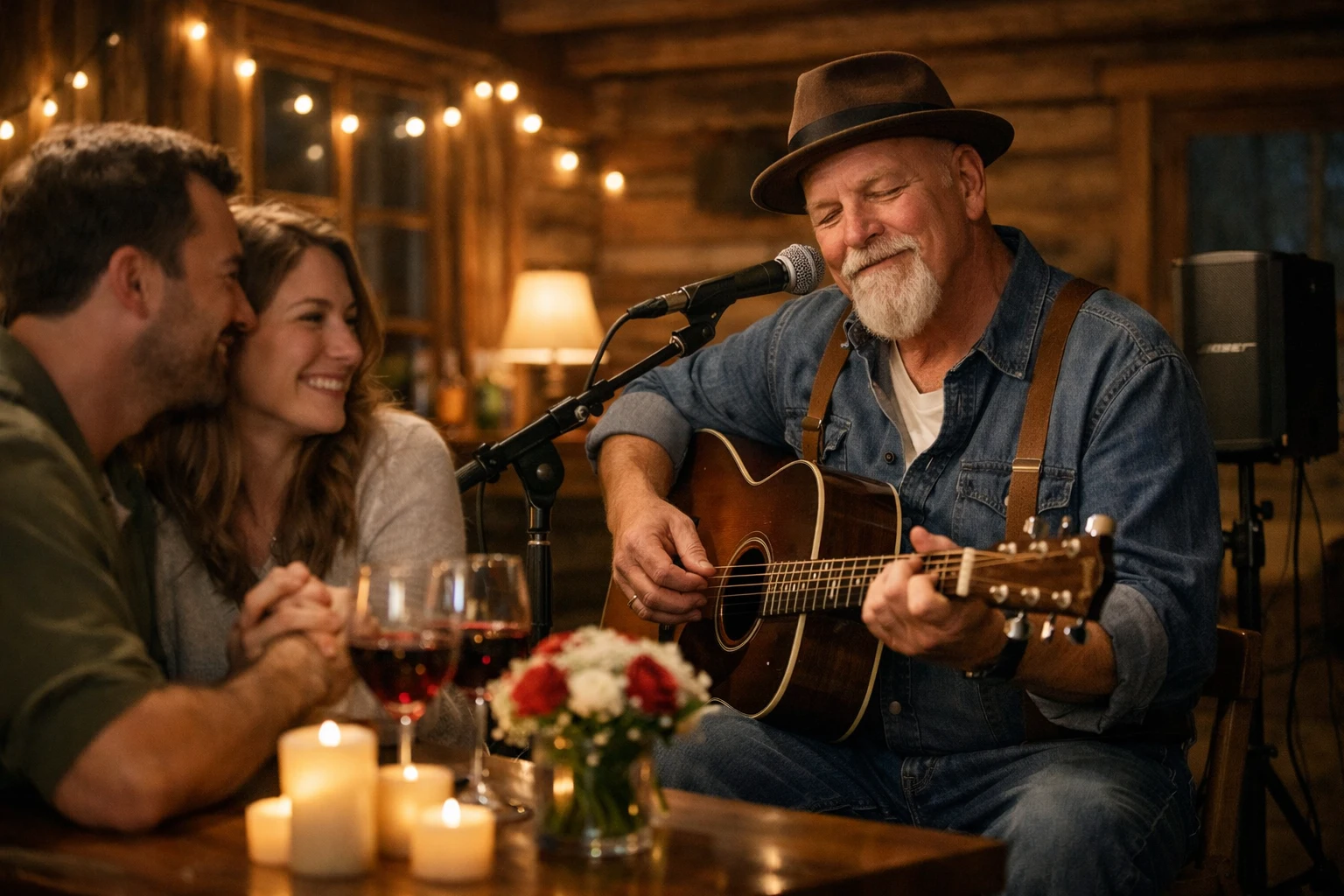 Romantic cabin surprise music performed by professional vocalist and guitarist Phillip Rogers