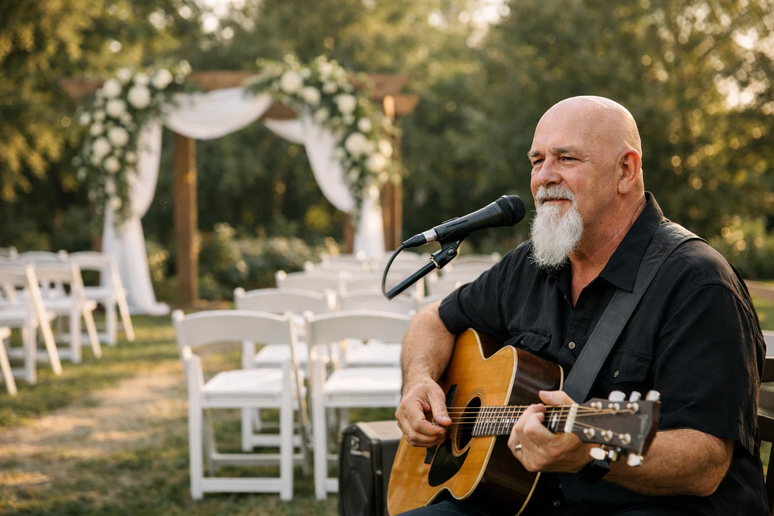 Phillip Rogers performing live acoustic wedding music at a ceremony