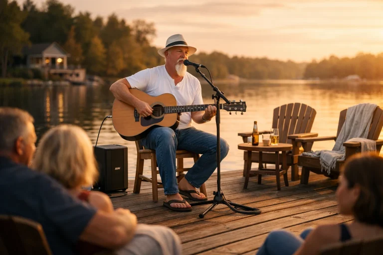 Lake house live music performed by professional vocalist and guitarist Phillip Rogers