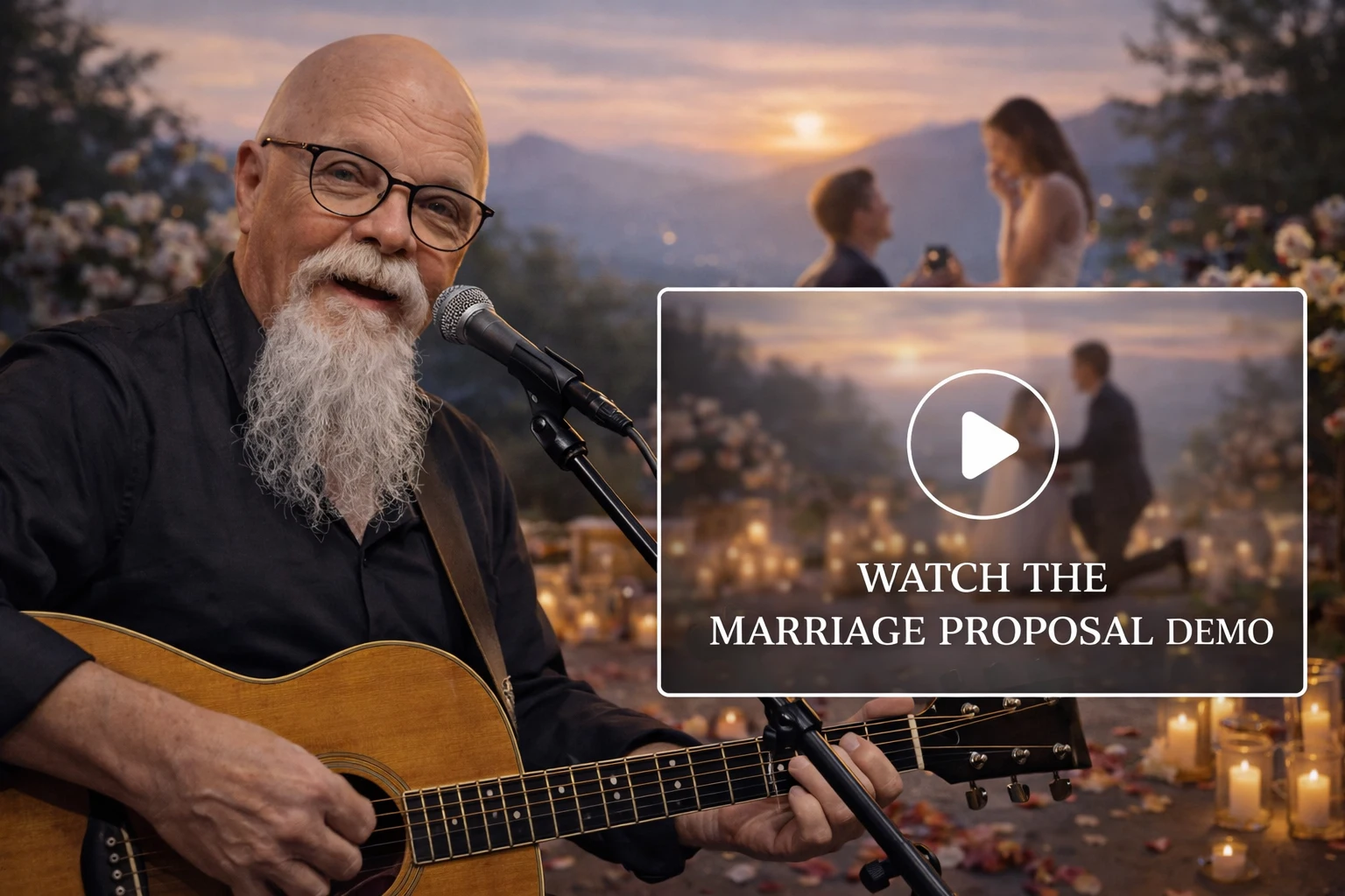 Marriage proposal with live music performed by Phillip Rogers